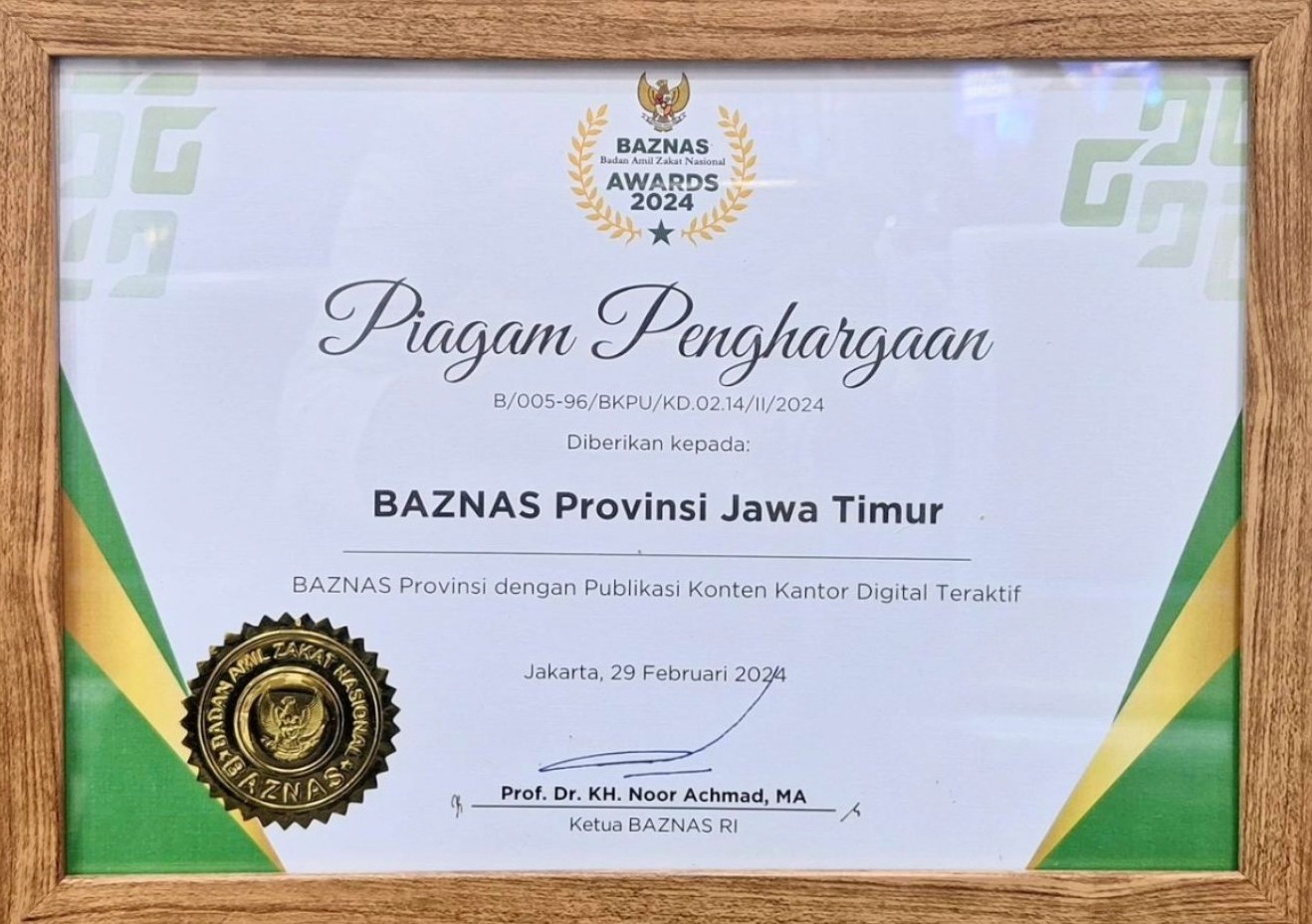 Piag BAZNAS Provinsi dengan Publikasi Konten Kantor Digital Teraktif