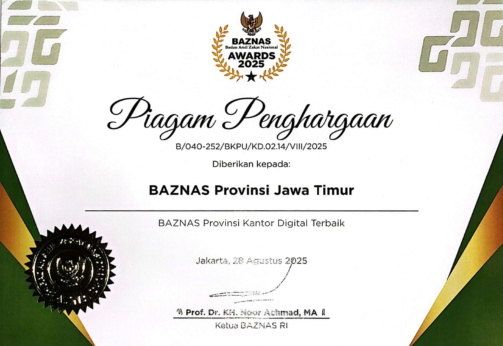BAZNAS Provinsi Kantor Digital Terbaik