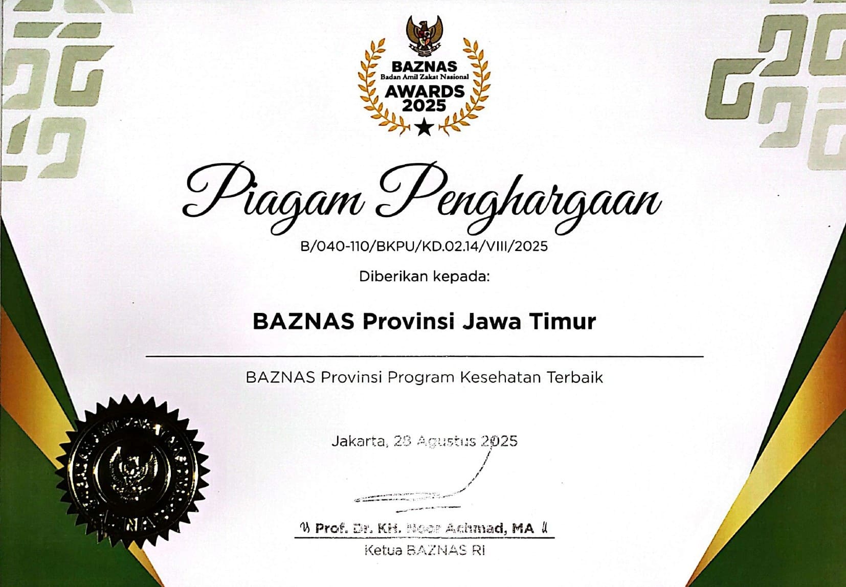 BAZNAS Provinsi Program Kesehatan Terbaik